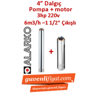 ALARKO 4SDM6/20 DMD 3Hp 220v 1 1/2'' Çıkışlı 4'' Derin Kuyu Sondaj Motor + Pompa