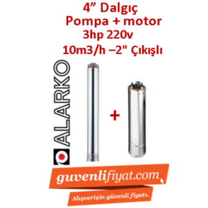 ALARKO 4SDM10/14 DMD 3Hp 220v 2'' Çıkışlı 4'' Derin Kuyu Sondaj Motor + Pompa