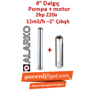 ALARKO 4SDM12/8 DMD 2Hp 220v 2'' Çıkışlı 4'' Derin Kuyu Sondaj Motor + Pompa