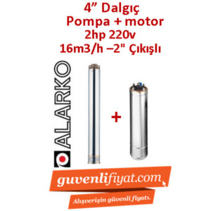 ALARKO 4SDM16/6 DMD 2Hp 220v 2'' Çıkışlı 4'' Derin Kuyu Sondaj Motor + Pompa