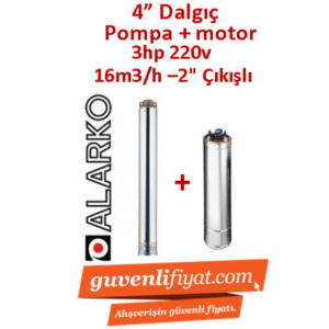 ALARKO 4SDM16/9 DMD 3Hp 220v 2'' Çıkışlı 4'' Derin Kuyu Sondaj Motor + Pompa