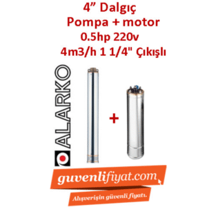 ALARKO 4SDM4/6 DMD 0.5Hp 220v 1 1/4'' Çıkışlı 4'' Derin Kuyu Sondaj Motor + Pompa