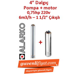 ALARKO 4SDM6/6 DMD 0.75Hp 220v 1 1/2'' Çıkışlı 4'' Derin Kuyu Sondaj Motor + Pompa