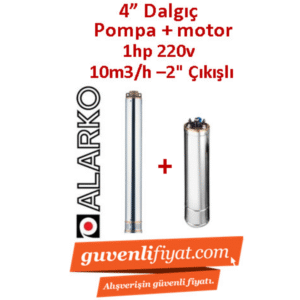 ALARKO 4SDM10/5 DMD 1Hp 220v 2'' Çıkışlı 4'' Derin Kuyu Sondaj Motor + Pompa